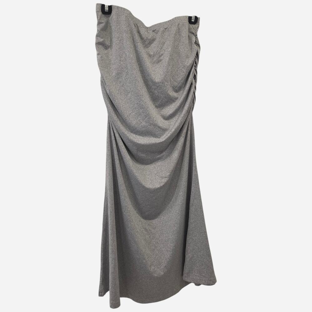 Womens Gray Pull On A-Line Ruched Maxi Drape Skirt Elastic Waist Size Medium